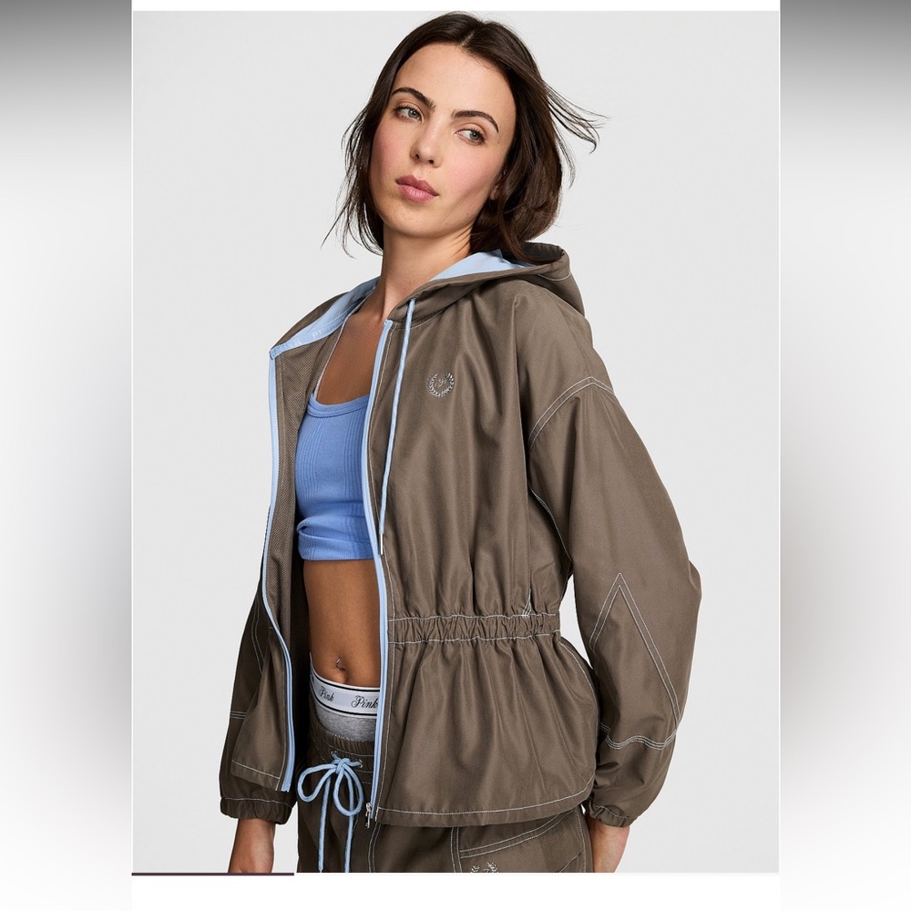 NWT Pink VS Twill Cinched Full Zip Jacket